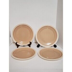 Harkerware Chesterton Beige Tan Plates Medium Lunch Plate 4 Pc Lot 9.25" Vtg